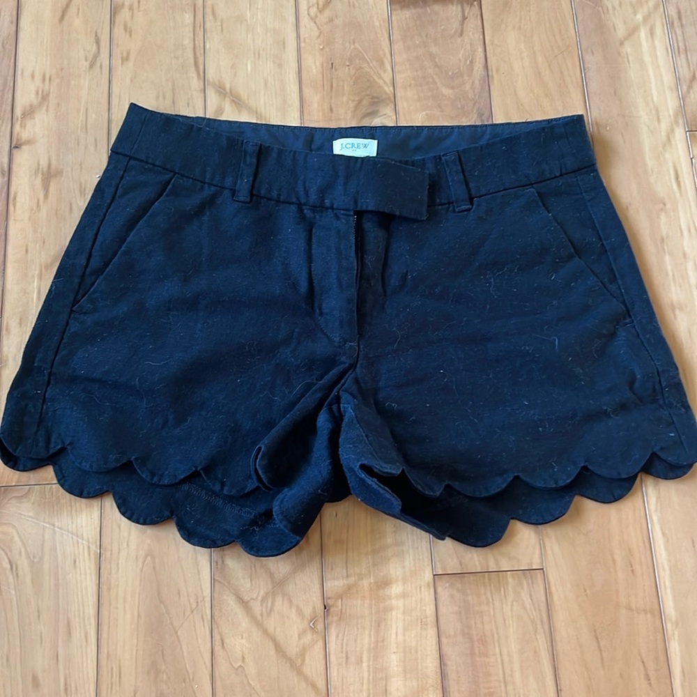 J Crew Black Shorts w/ Scalloped Trim